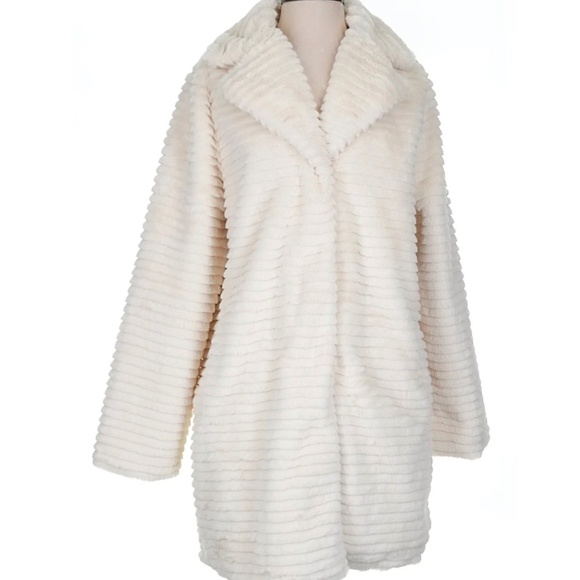 JASON WU Cream Faux Fur Midi Luxury Coat Jacket Sz M NWT - Picture 1 of 16